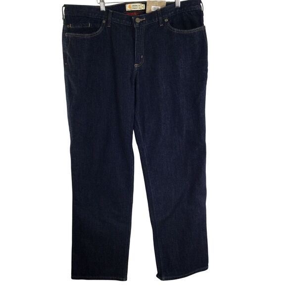 Carhartt Original Fit Straight Leg Blaine Flannel Lined Jeans Dark Bluestone 18 - Picture 1 of 11